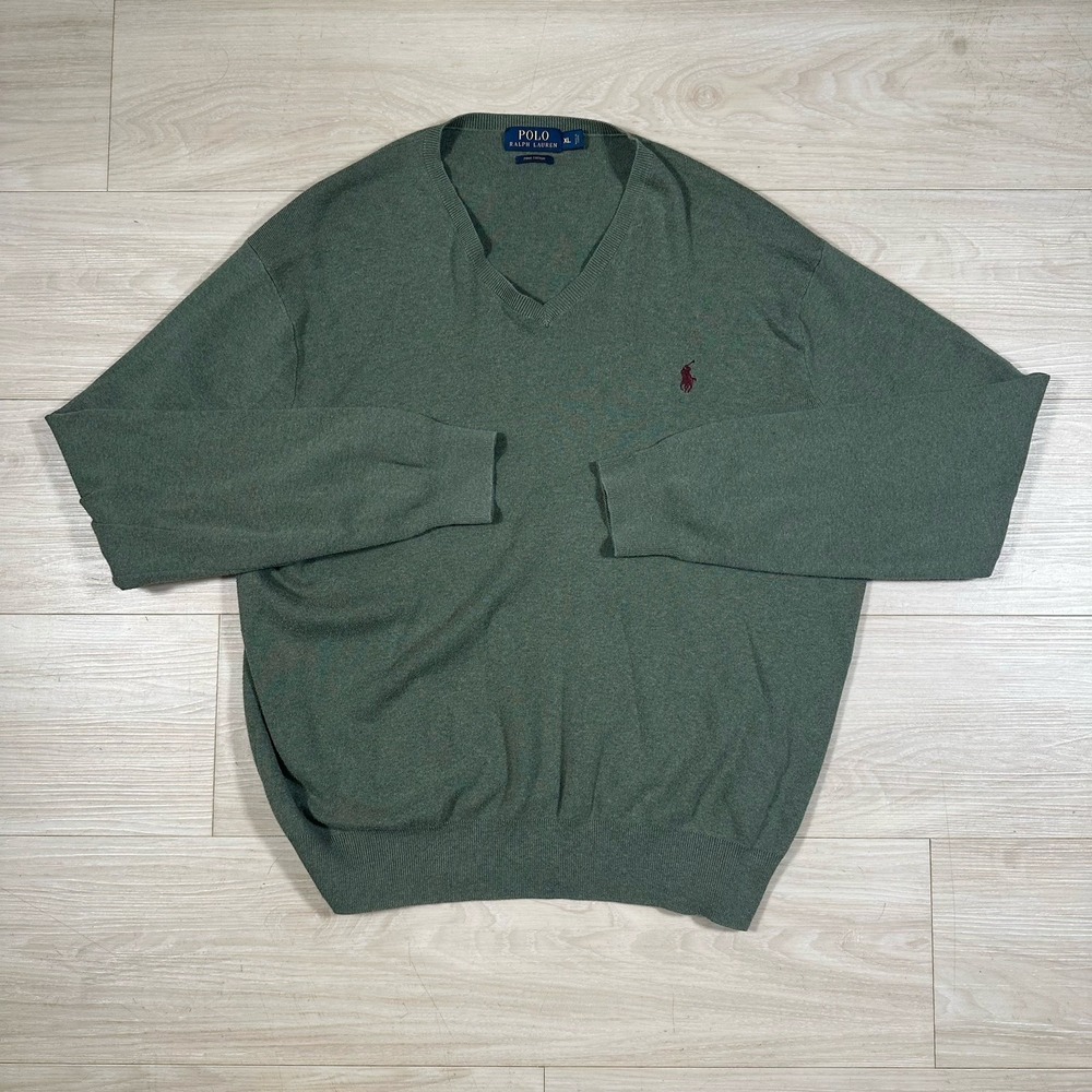 Polo Ralph Lauren mens V Neck sweater 100% pima cotton long sleeve‎ pullover XL